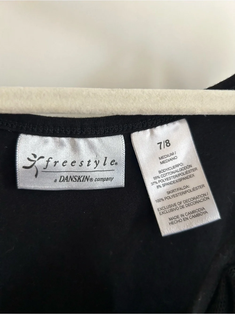 Freestyle Black Sleeveless Ballet Dress with Bow and Mesh Skirt - 7/8